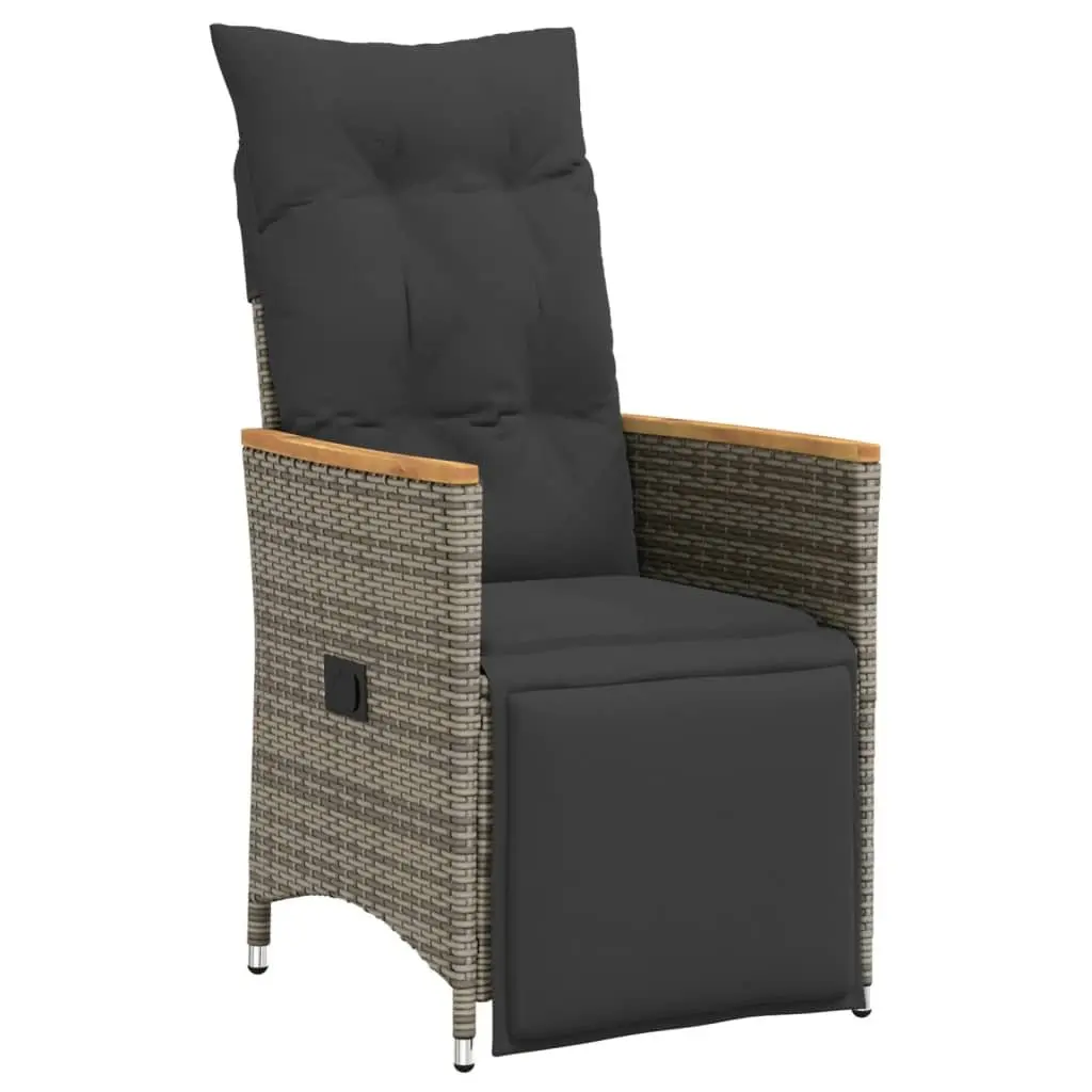 5 Piece Grey Poly Rattan Bistro Set with Cushions