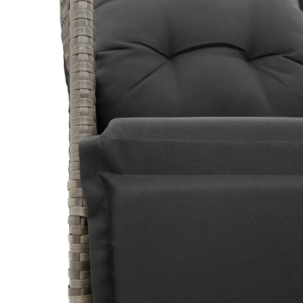 5 Piece Grey Poly Rattan Bistro Set with Cushions