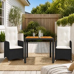 Specifications of the 3-Piece Black Bistro Set with Cushions