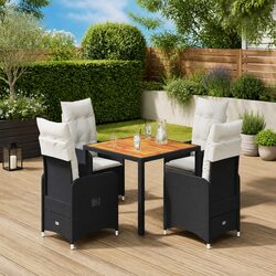 Specifications of 5-Piece Black Poly Rattan Bistro Set
