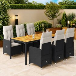 7-Piece Garden Bistro Set with Cushions & Acacia Top