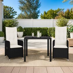 Outdoor Bistro Set - 3 Pieces, Black Poly Rattan