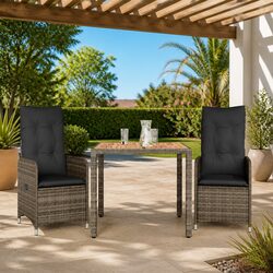 Specifications of Grey Poly Rattan 3 Piece Bistro Set