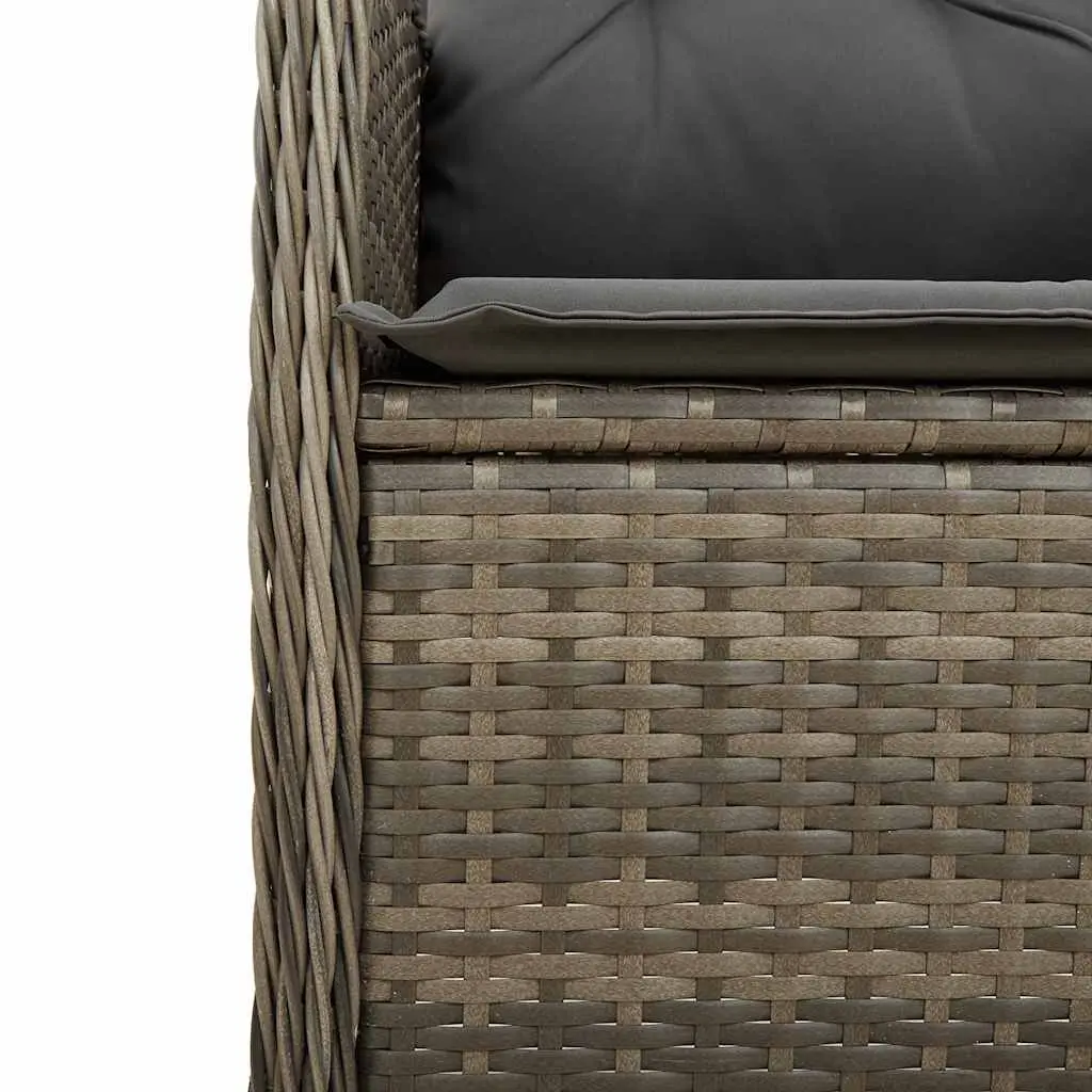 Grey Bistro Set for Garden 5 Piece with Cushions PE Rattan