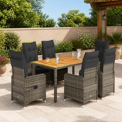 7-Piece Garden Bistro Set with Adjustable Backrest