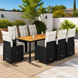 9 Piece Outdoor Bistro Set with Cushions – Specs Included