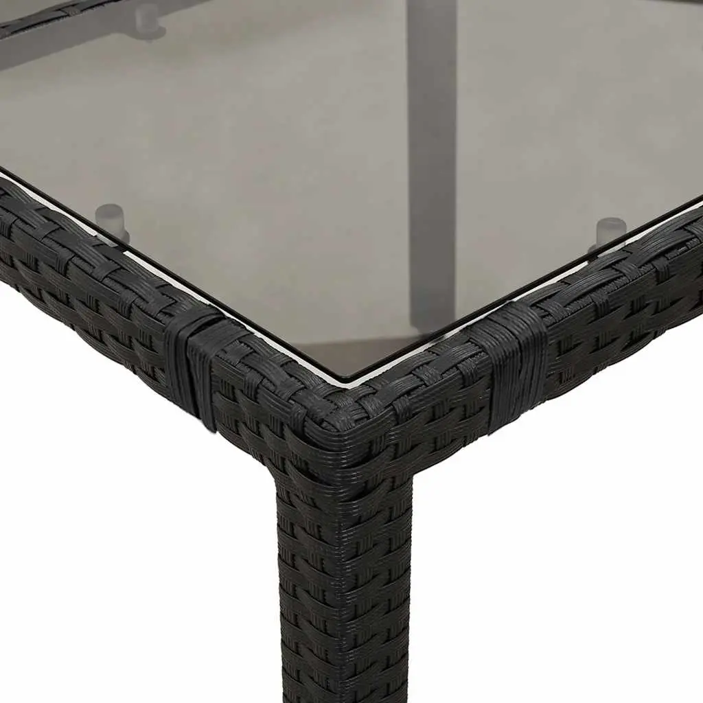 7 Piece Garden Bistro Set Outdoor Furniture with Cushions Black Poly Rattan