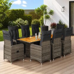 Specifications of the 9-Piece Grey Rattan Bistro Set