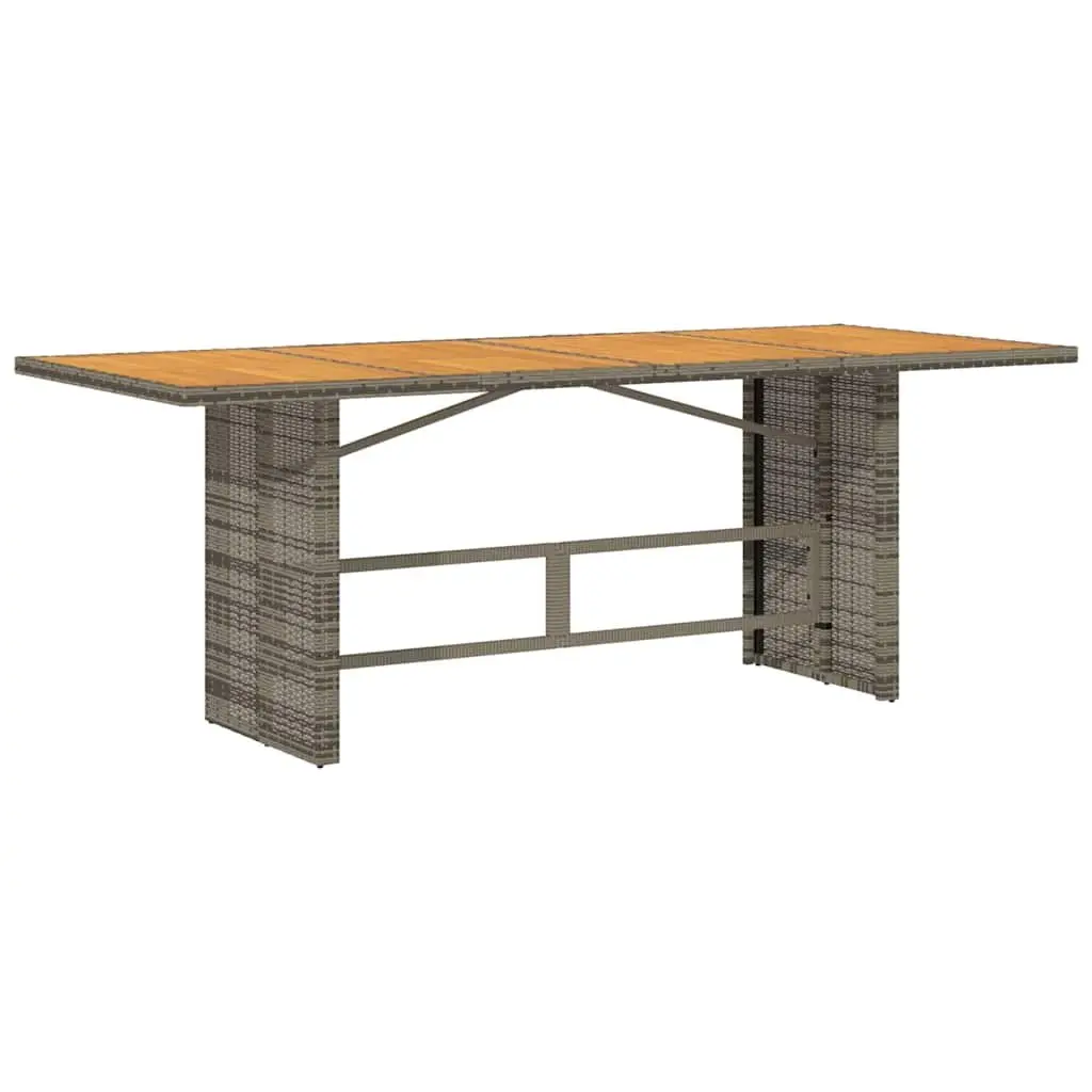 9PieceGardenDiningSetGreyRattanOutdoorFurnitureWithAcaciaWoodTableAndAdjustableBackrestChairsForBalconyPatioYard