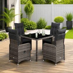 Durable 5 Piece Grey Bistro Set with Cushions