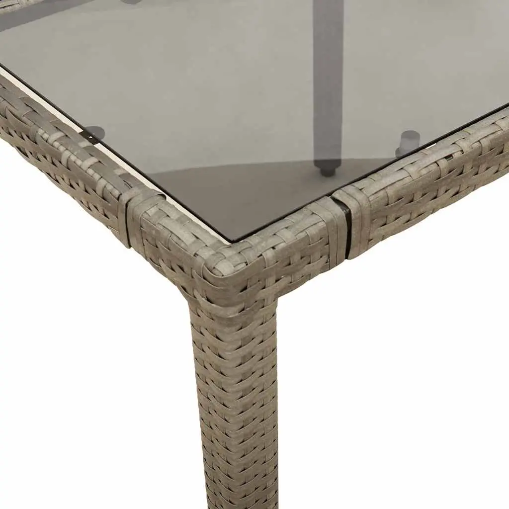 5 Piece Garden Bistro Set Outdoor Use Grey Poly Rattan Cushions Glass Table