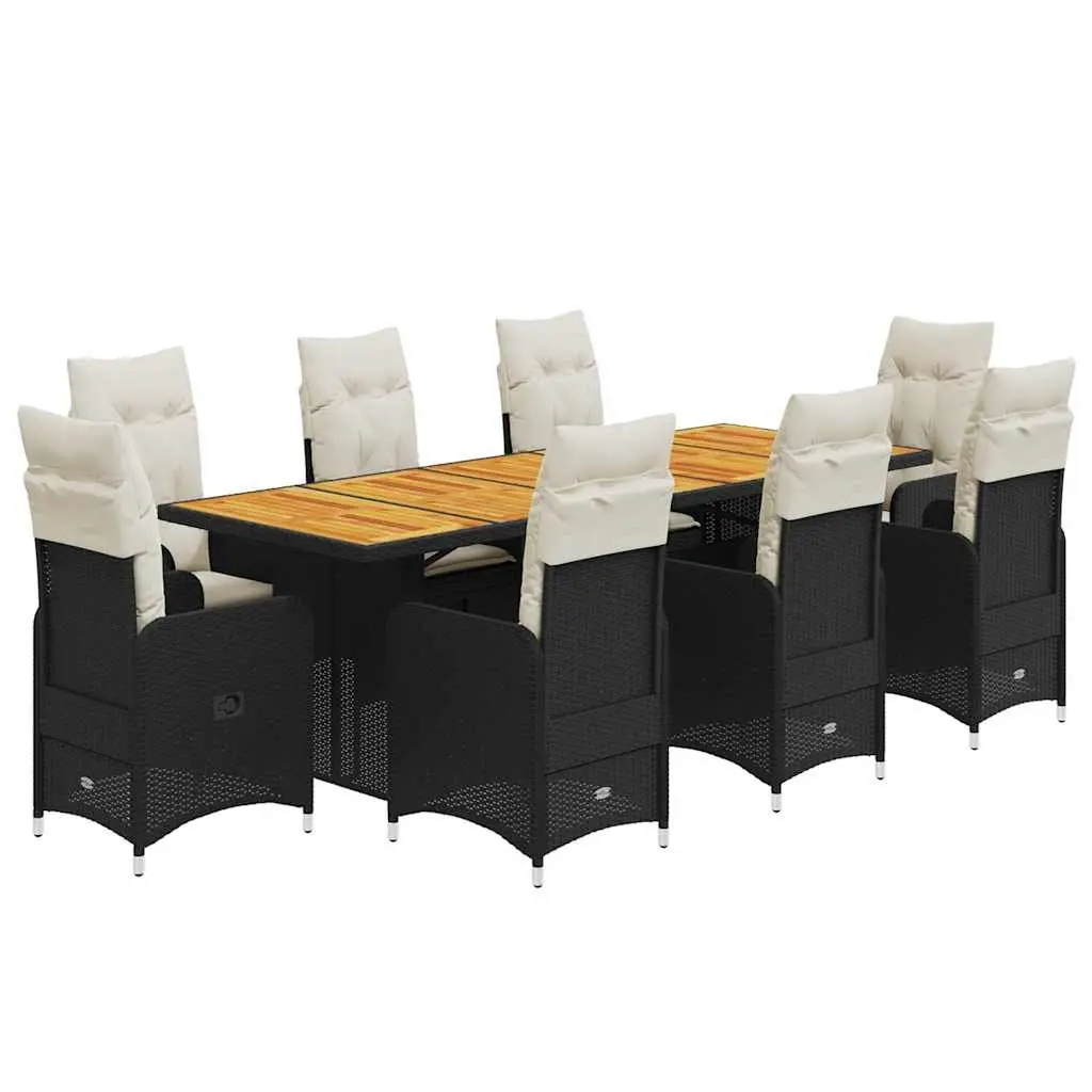 Garden Bistro Furniture Set Outdoor Dining 9 Piece Black