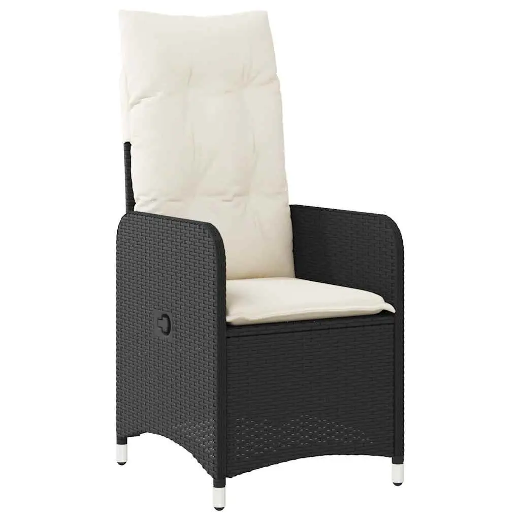 Outdoor Bistro Set 11 Piece Patio Furniture Black PE Rattan with Cushions for Garden and Balcony