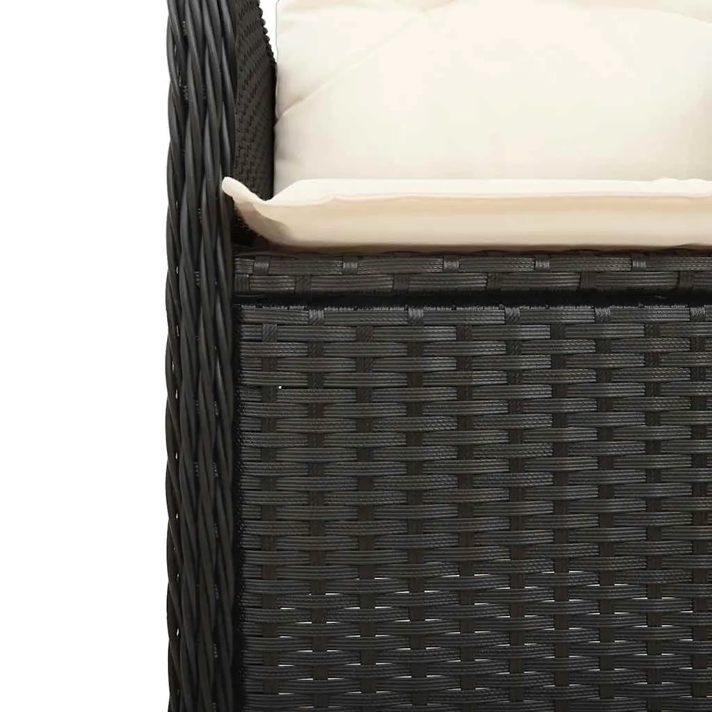 11 Piece Garden Bistro Set Outdoor Furniture Black Poly Rattan with Cushions