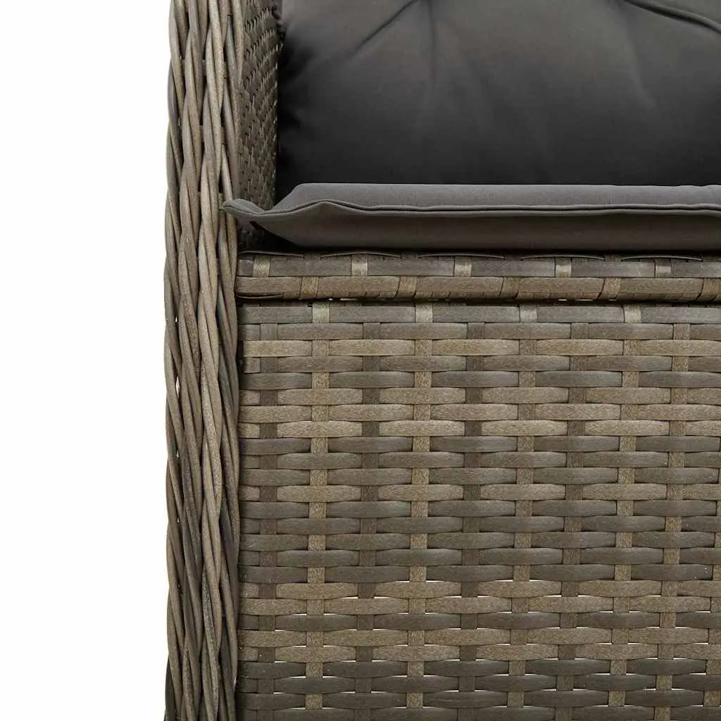 Outdoor Bistro Set 11 Piece Garden Furniture with Cushions Grey Poly Rattan and Acacia Wood Table