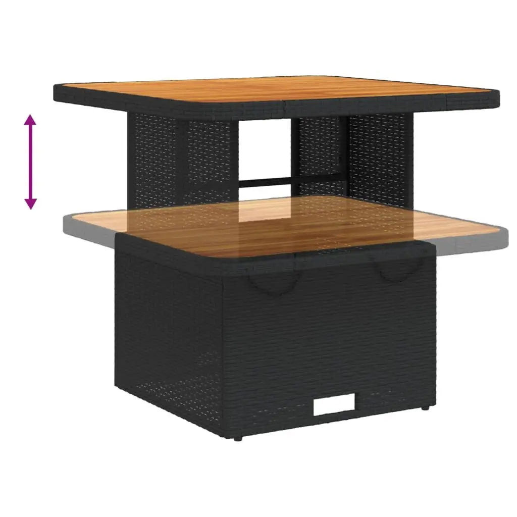 Garden Dining Set Outdoor Furniture 5 Piece Black Rattan Adjustable Table