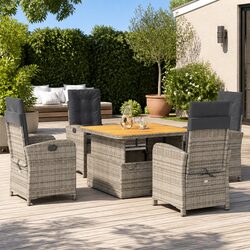 5-Piece Garden Dining Set: Grey Rattan Specifications