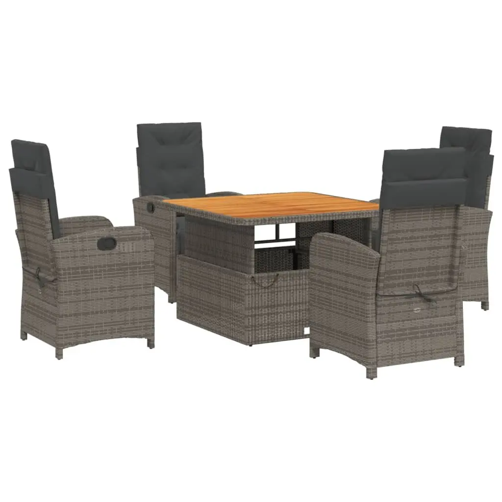 Grey Poly Rattan 5 Piece Garden Dining Set Outdoor Use