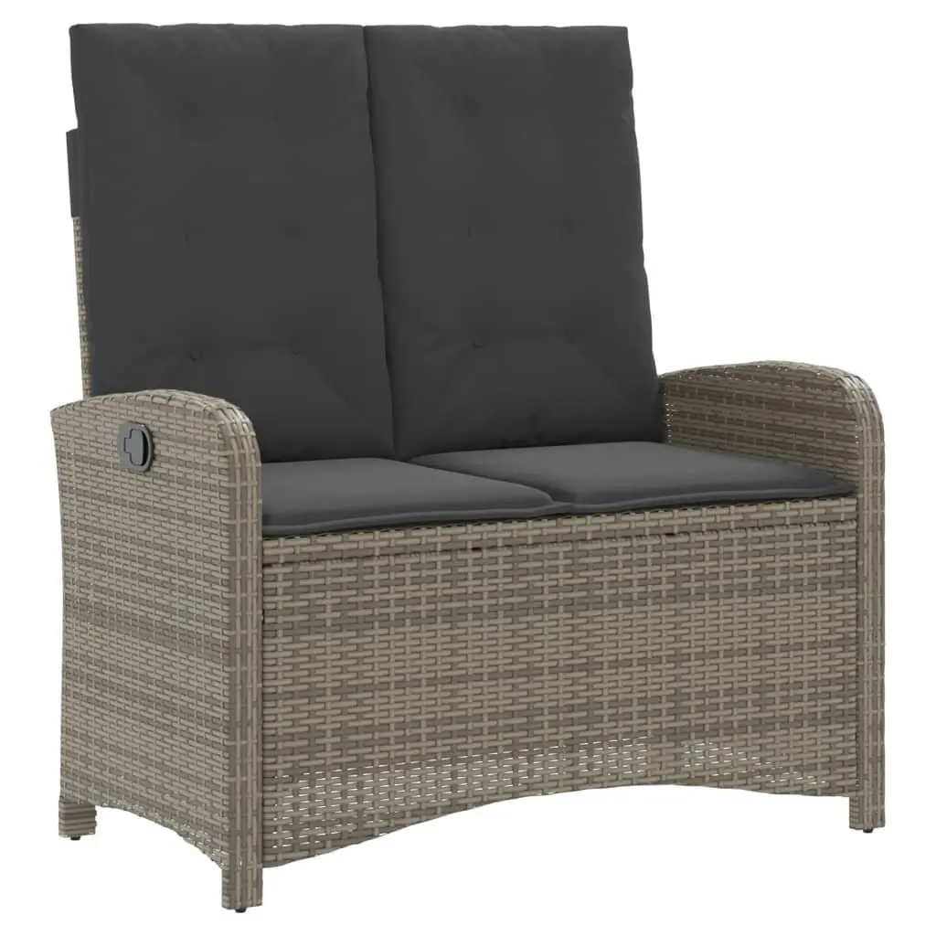 Garden Dining Set Outdoor Furniture 2 Piece Grey Poly Rattan Adjustable Cushions