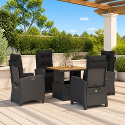 Garden Dining Set: 5 Pieces of Black PE Rattan Furniture