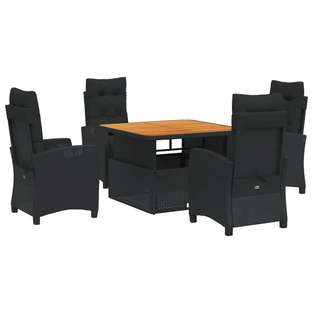 5 Piece Garden Dining Set Adjustable Backrest Lift Top Table Outdoor Furniture