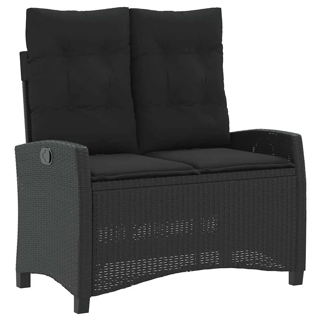Garden Dining Set Outdoor Furniture 2 Piece Black Poly Rattan Adjustable