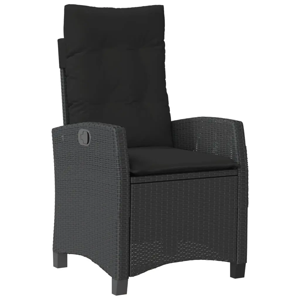 Outdoor Dining Set Garden Furniture 4 Piece Black Poly Rattan with Cushions