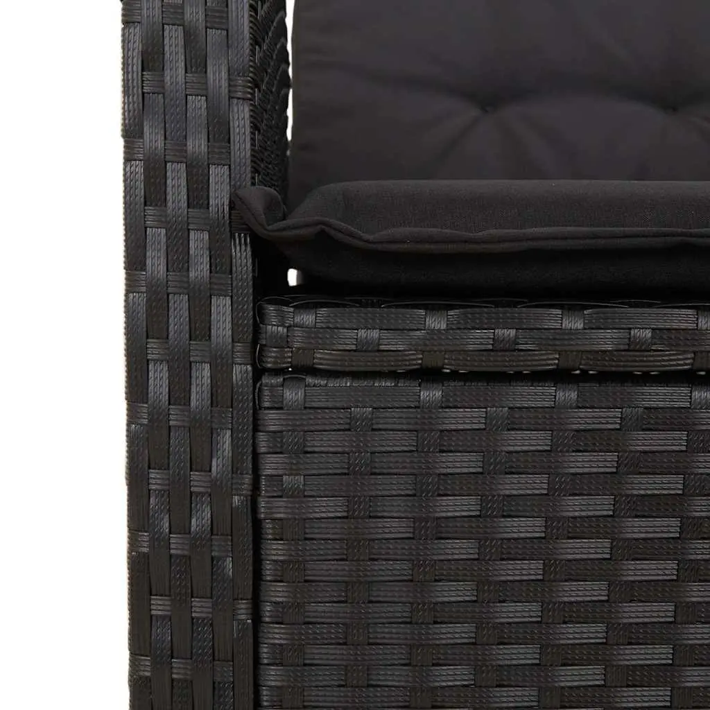 Garden Dining Set 2 Piece Outdoor Furniture Adjustable Black Poly Rattan