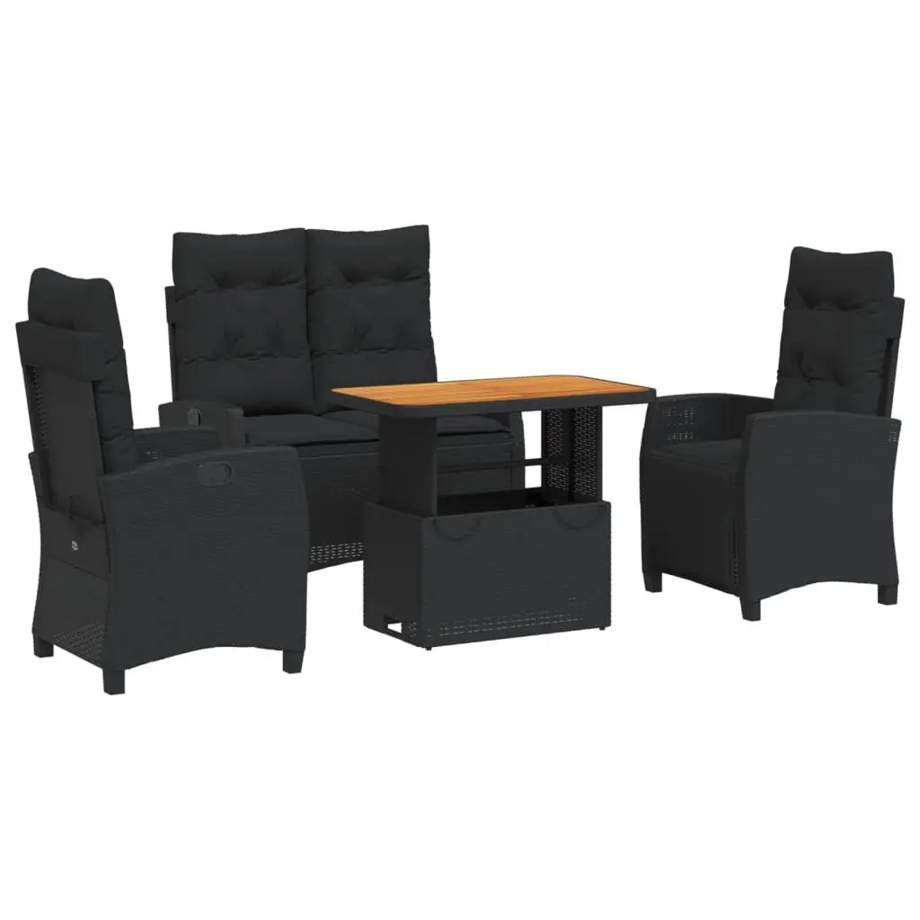 4 Piece Black Garden Dining Set