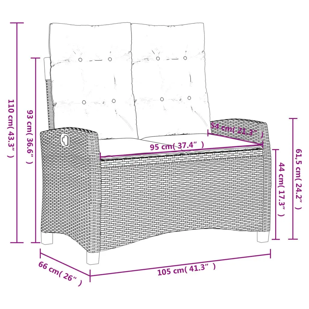 4 Piece Garden Dining Set Outdoor Furniture Adjustable Backrest Lifting Tabletop