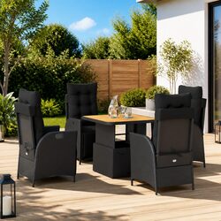 5 Piece Black Poly Rattan Garden Dining Set Specifications