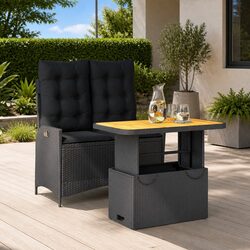 Specifications of Black Poly Rattan 2-Piece Garden Set