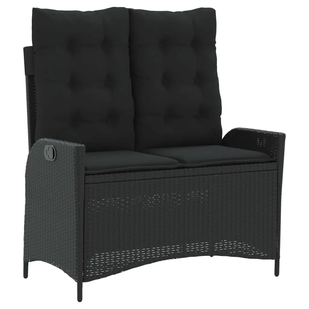Garden Dining Set Outdoor Furniture 2 Piece Black Poly Rattan with Cushions