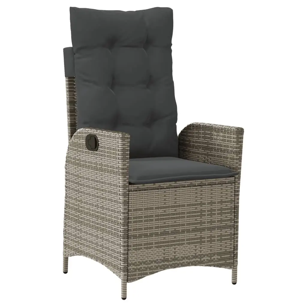 Outdoor Furniture Set 3 Piece Garden Dining Grey Poly Rattan Cushions Adjustable