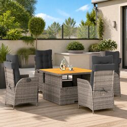 Specifications for 5-Piece Garden Dining Set, Grey Cushions