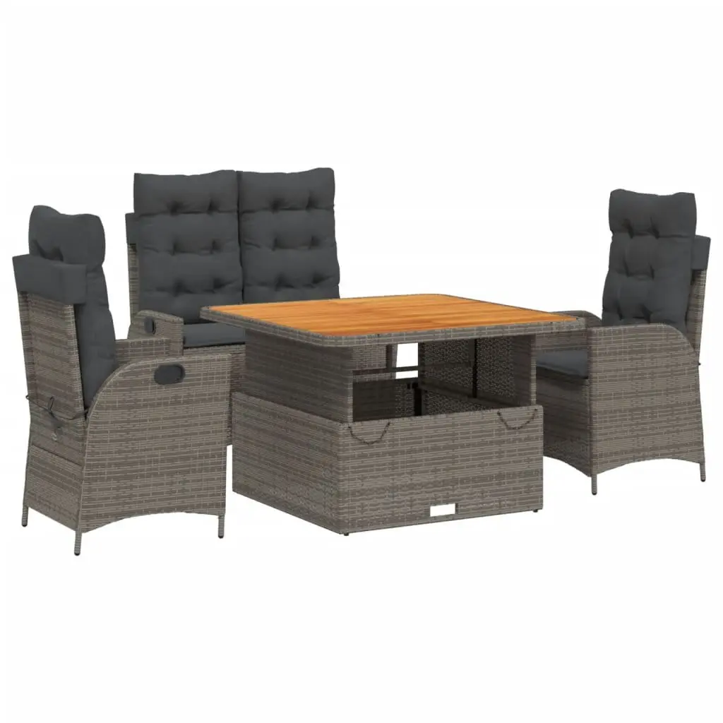 Grey Poly Rattan Dining Set 4 Piece