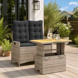 2-Piece Grey Poly Rattan Garden Dining Set Specifications