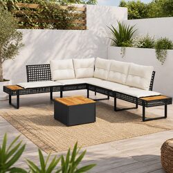 2 Piece Garden Sofa Set with Cushions Black Outdoor Patio Furniture Lounge