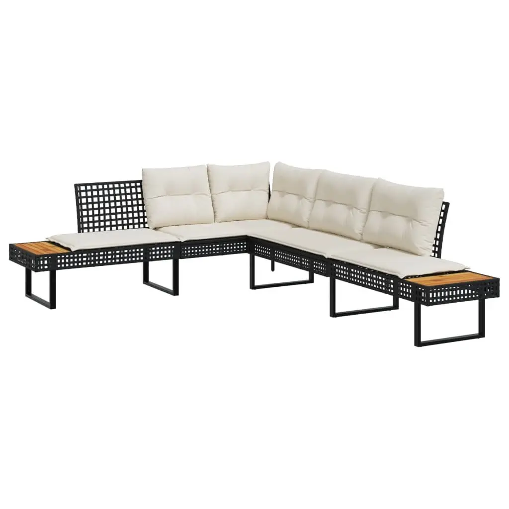 2 Piece Black Poly Rattan Sofa Set