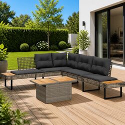 Specifications for 2-Piece Grey Garden Sofa Set with Cushions