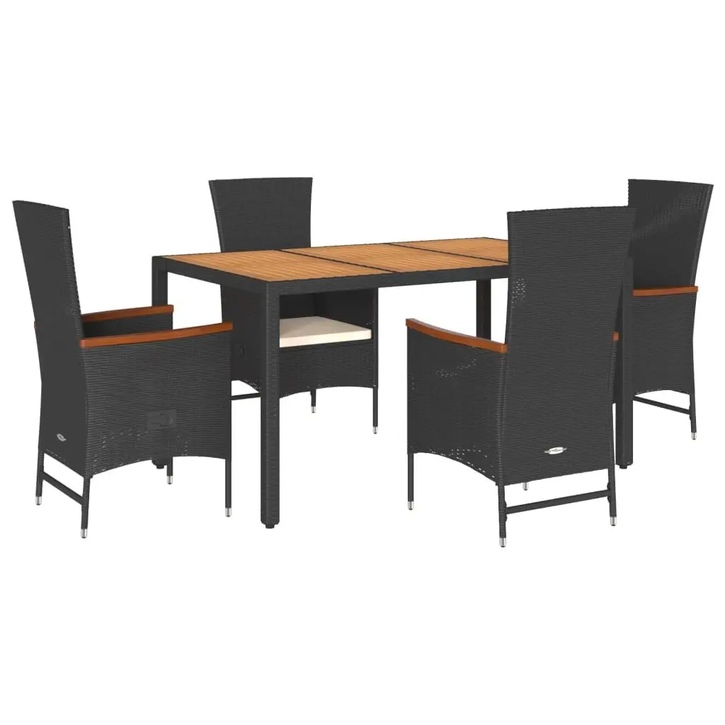 Black Poly Rattan 5 Piece Dining Set