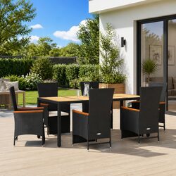 Specifications of 7-Piece Black Poly Rattan Garden Set