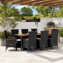 Outdoor Garden Dining Set 9 Piece Poly Rattan Chairs Table Patio Furniture