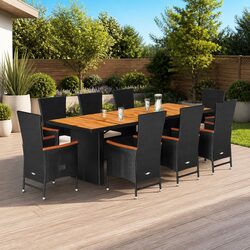 Specifications of 9-Piece Black Rattan Garden Dining Set