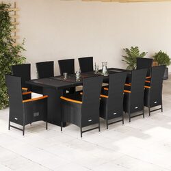 Specifications of 11-Piece Black Poly Rattan Garden Dining Set