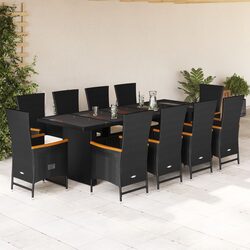 Specifications for 11-Piece Outdoor Dining Set with Glass Table