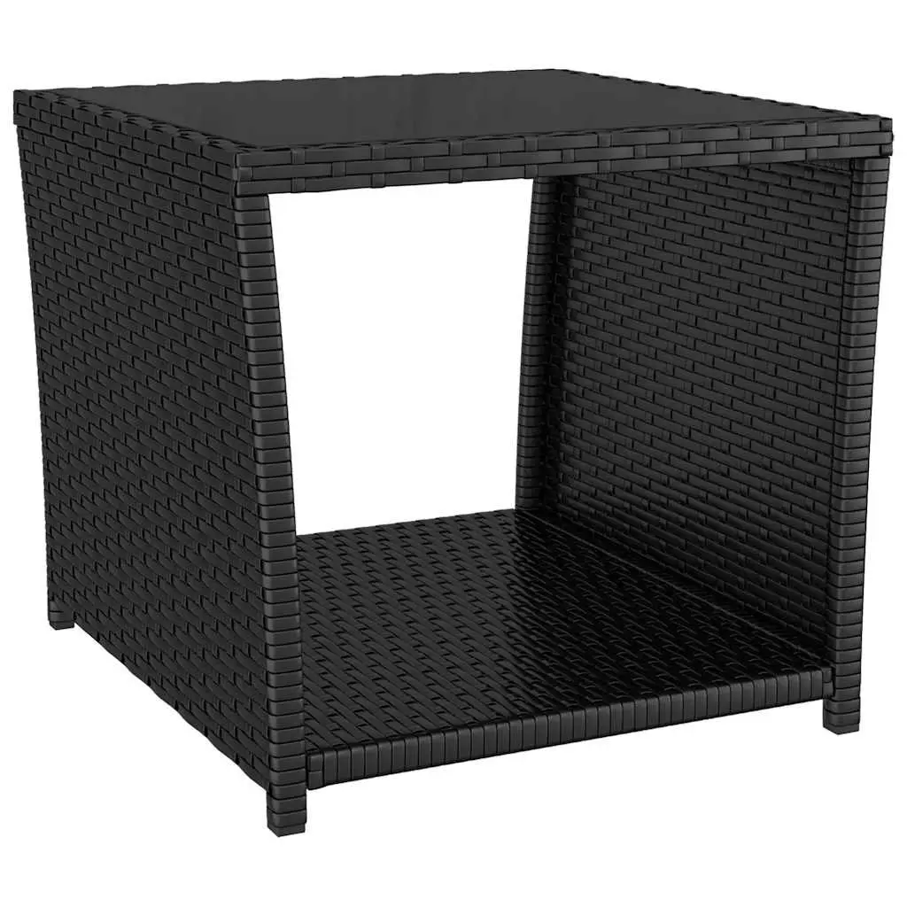 3 Piece Patio Dining Set Black Rattan Table and Chairs Adjustable Backrest Cushions