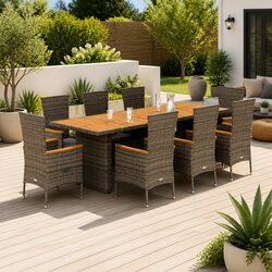 Specifications of a 9 Piece Garden Dining Set in Grey
