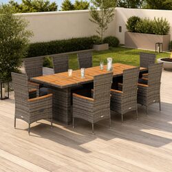 9-Piece Outdoor Dining Set with Acacia Wood Top