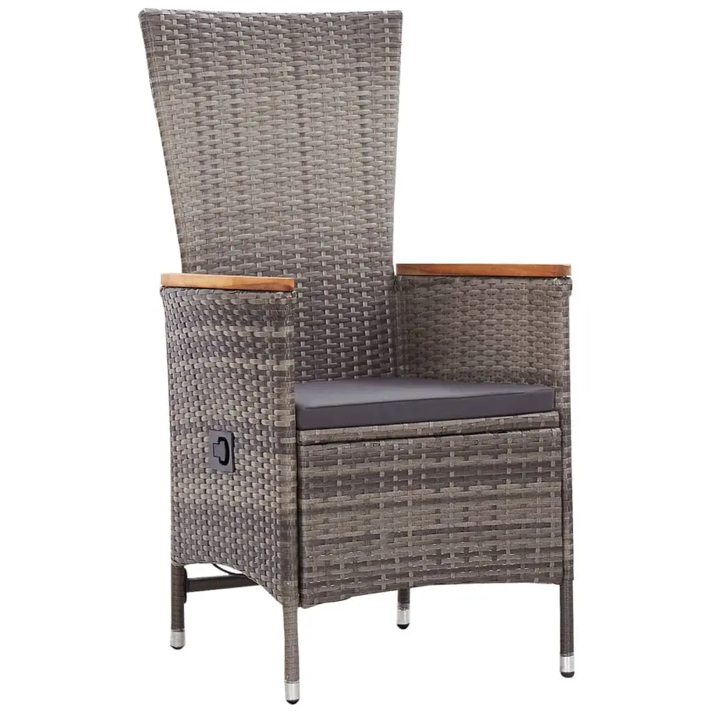 Outdoor Furniture Set 9 Piece Grey Poly Rattan Garden Dining Chairs Table with Cushions